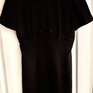 Women’s Short Sleeve Black Cocktail Dress with Bead Detail - Size 6